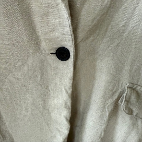 Linen Jacket | Size Large | Beige Casual Longline - Picture 5 of 7